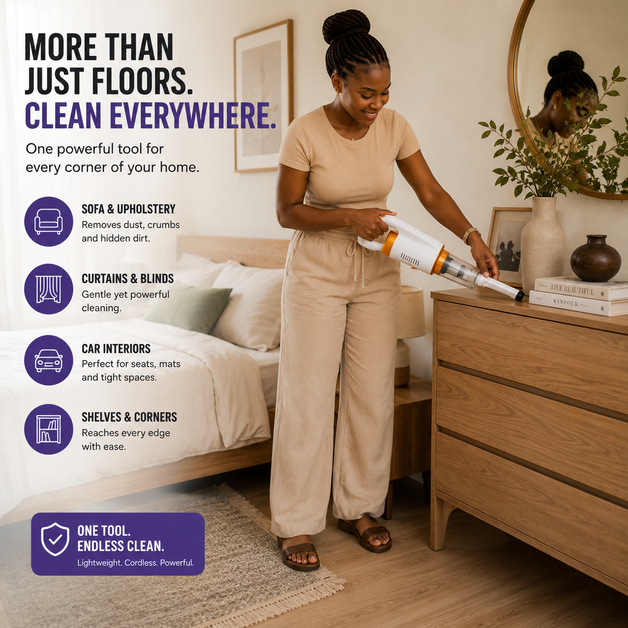 More than floors — clean everywhere with the Multipurpose Wireless Vacuum Cleaner
