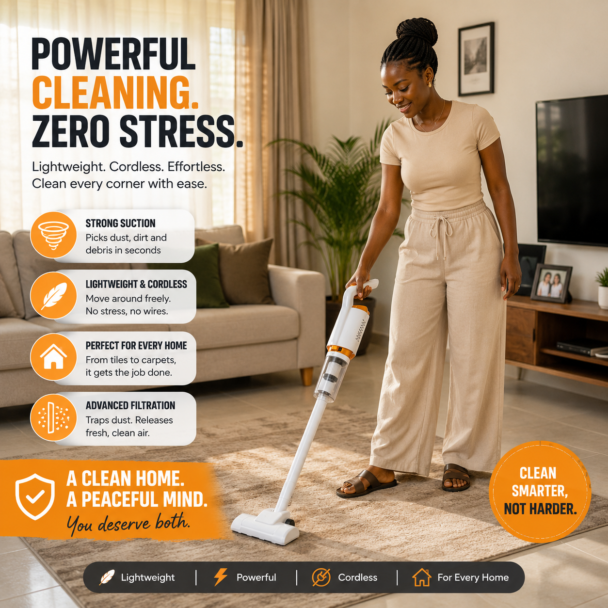 Powerful cleaning, zero stress